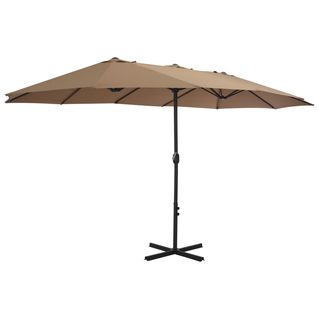 vidaXL Umbrelă soare exterior cu stâlp aluminiu gri taupe 460x270 cm vidaXL Umbrelă soare exterior cu stâlp aluminiu gri taupe 460x270 cm