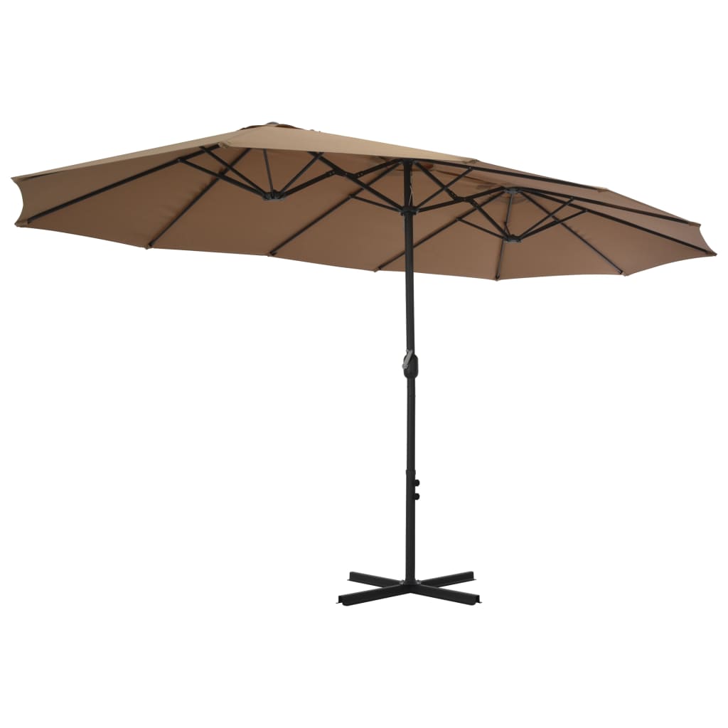 vidaXL Umbrelă soare exterior cu stâlp aluminiu gri taupe 460x270 cm vidaXL Umbrelă soare exterior cu stâlp aluminiu gri taupe 460x270 cm