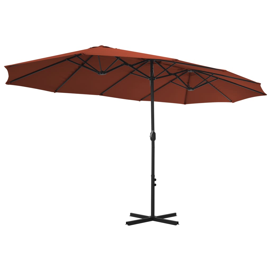 vidaXL Umbrelă de soare exterior stâlp aluminiu, cărămiziu, 460x270 cm