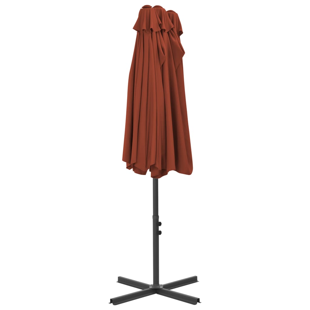 vidaXL Umbrelă de soare exterior stâlp aluminiu, cărămiziu, 460x270 cm