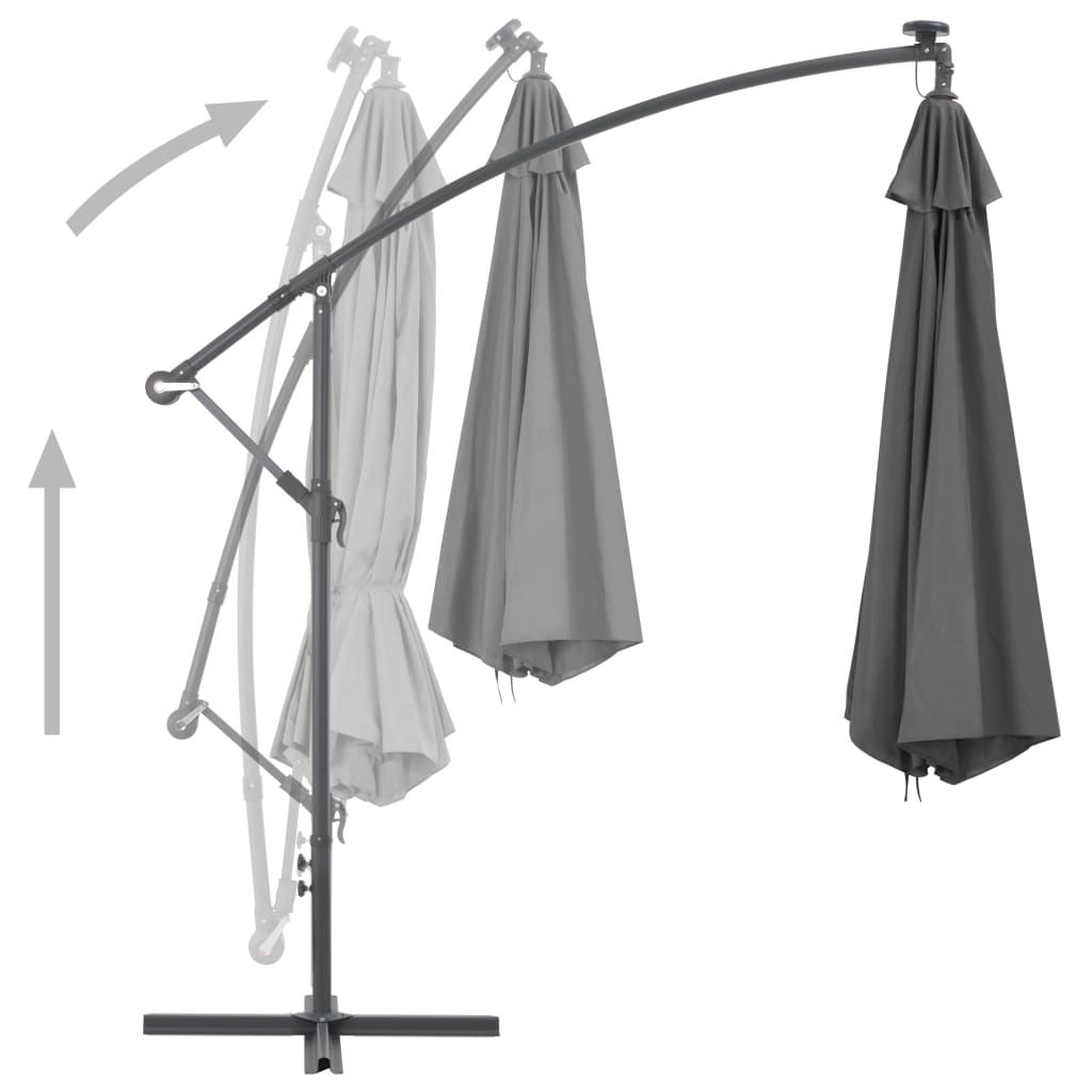 vidaXL Umbrelă în consolă cu stâlp din oțel, antracit, 300 cm