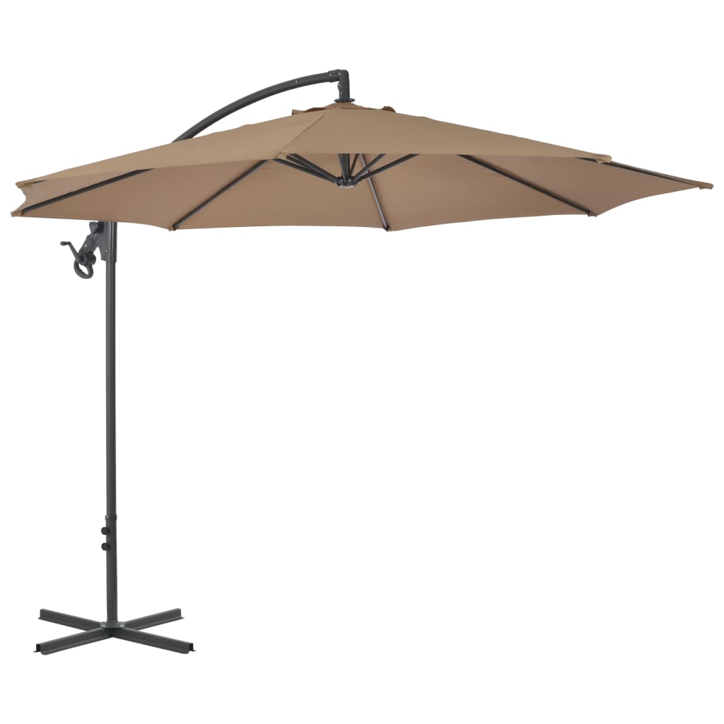 vidaXL Umbrelă în consolă cu stâlp din oțel, taupe, 300 cm vidaXL Umbrelă în consolă cu stâlp din oțel, taupe, 300 cm