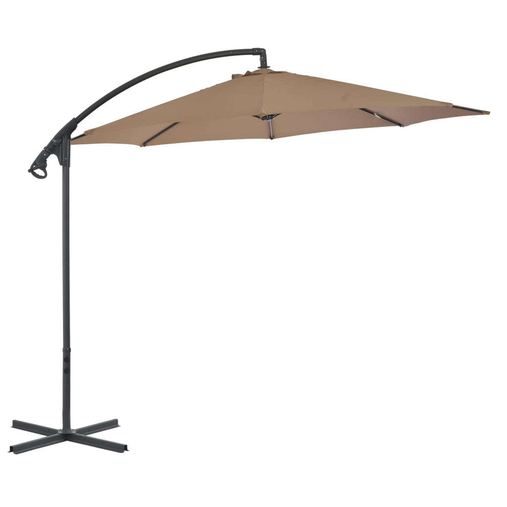 vidaXL Umbrelă în consolă cu stâlp din oțel, taupe, 300 cm vidaXL Umbrelă în consolă cu stâlp din oțel, taupe, 300 cm