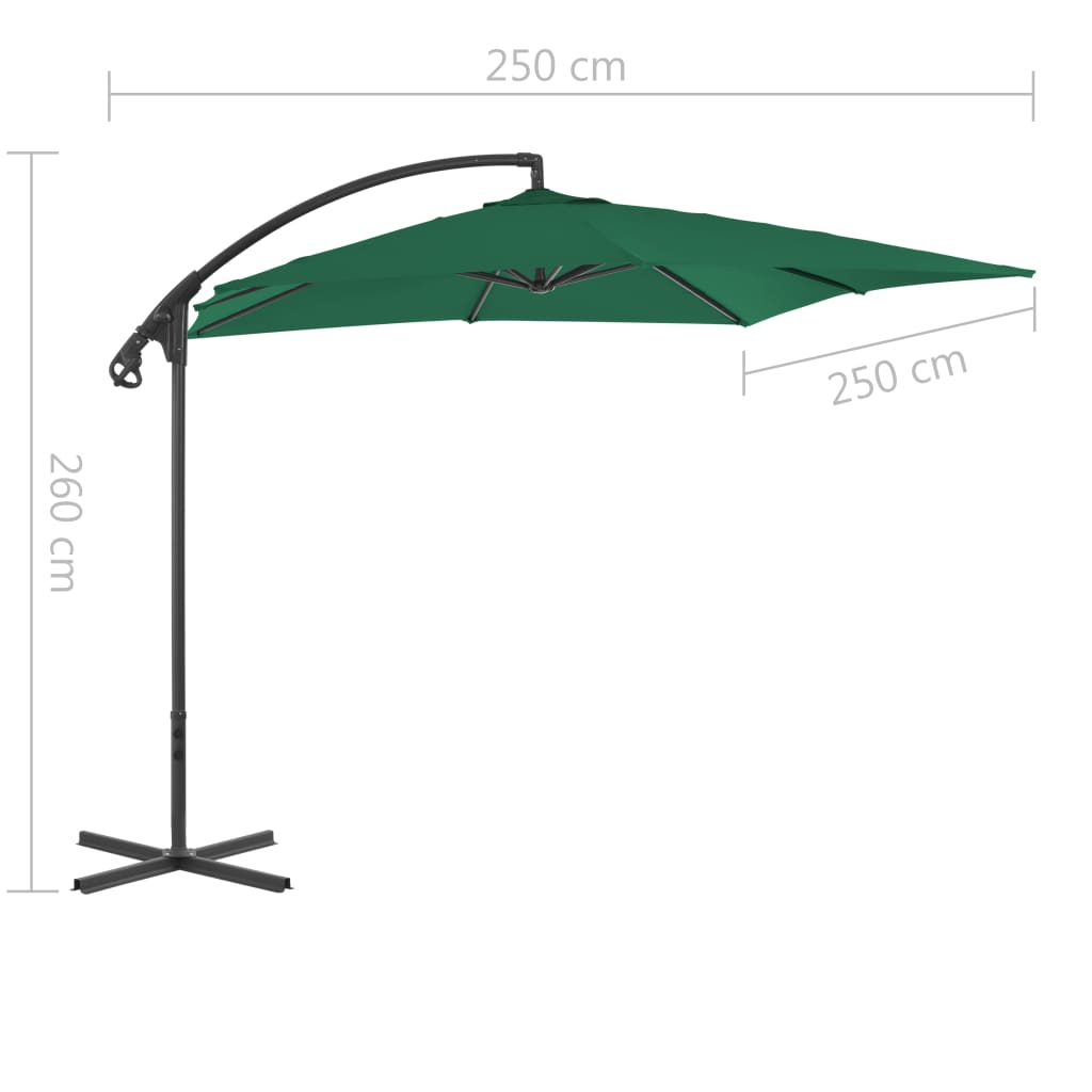 vidaXL Umbrelă în consolă cu stâlp din oțel, verde, 250x250 cm vidaXL Umbrelă în consolă cu stâlp din oțel, verde, 250x250 cm