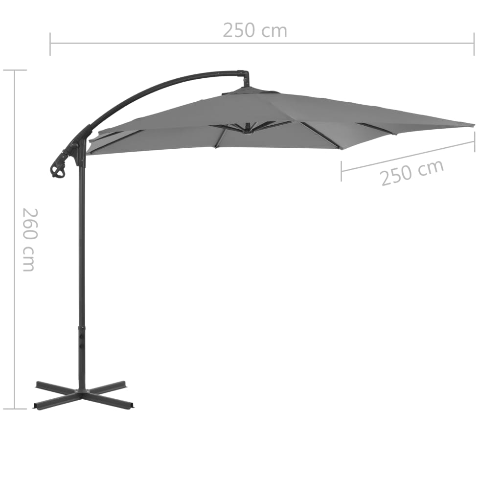 vidaXL Umbrelă în consolă cu stâlp din oțel, antracit, 250x250 cm vidaXL Umbrelă în consolă cu stâlp din oțel, antracit, 250x250 cm