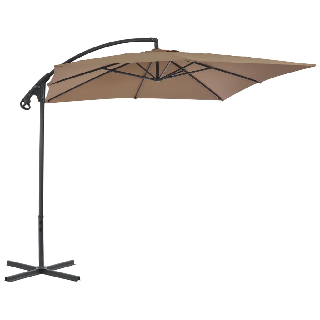 vidaXL Umbrelă în consolă cu stâlp din oțel, taupe, 250x250 cm vidaXL Umbrelă în consolă cu stâlp din oțel, taupe, 250x250 cm