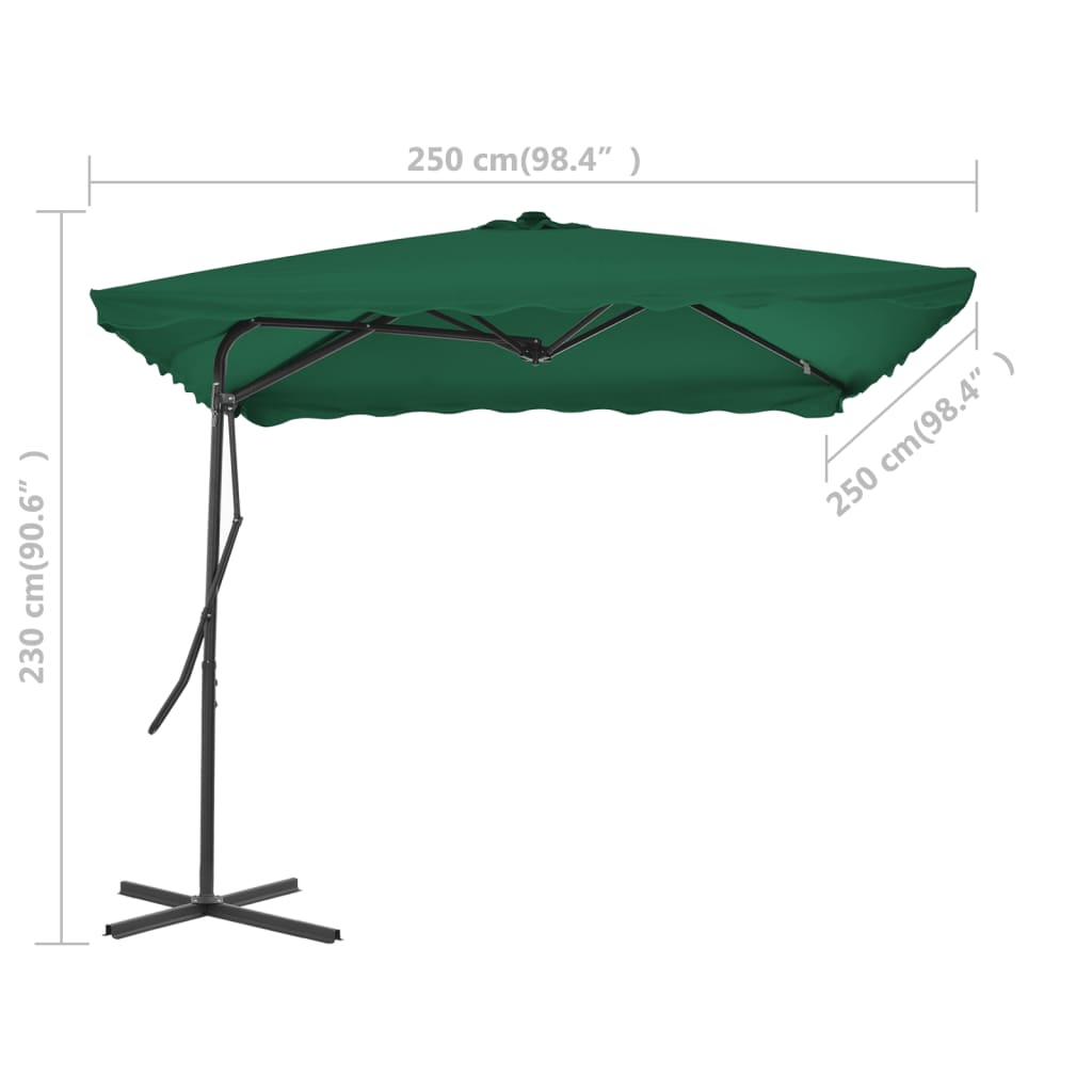 vidaXL Umbrelă de soare de exterior, stâlp din oțel, verde, 250x250 cm vidaXL Umbrelă de soare de exterior, stâlp din oțel, verde, 250x250 cm