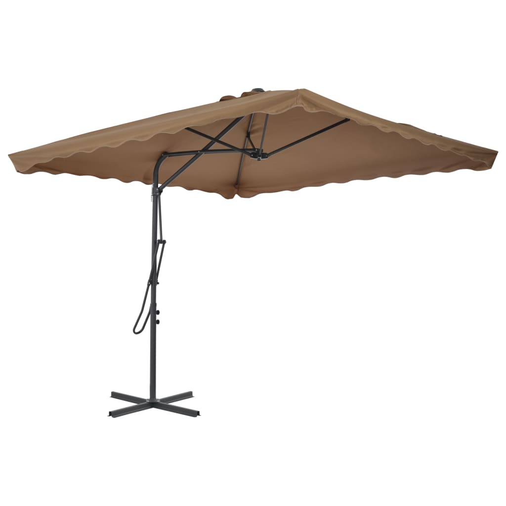 vidaXL Umbrelă soare de exterior, stâlp oțel, gri taupe, 250 x 250 cm