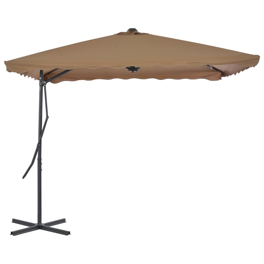 vidaXL Umbrelă soare de exterior, stâlp oțel, gri taupe, 250 x 250 cm
