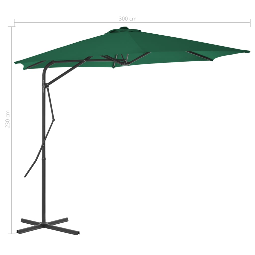 vidaXL Umbrelă soare de exterior cu stâlp din oțel, verde, 300 cm vidaXL Umbrelă soare de exterior cu stâlp din oțel, verde, 300 cm