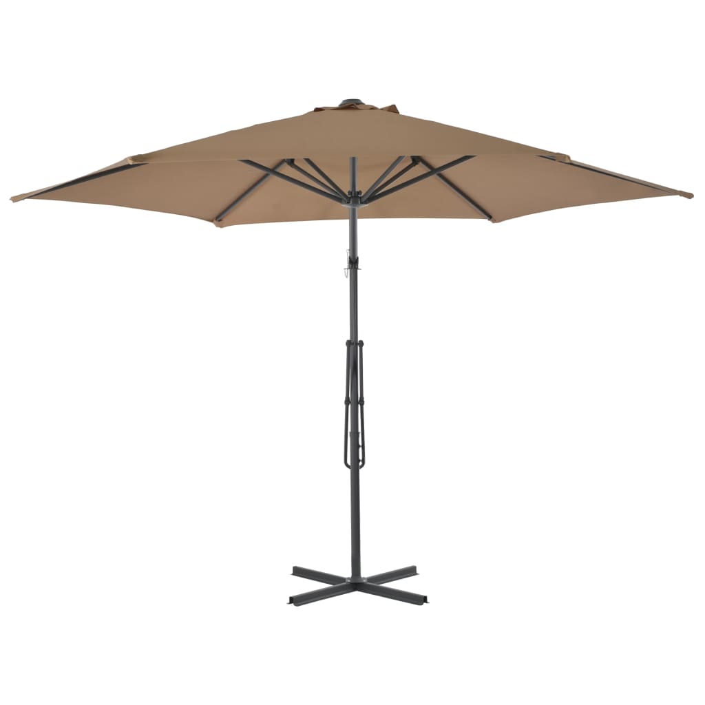 vidaXL Umbrelă de soare de exterior, stâlp din oțel, gri taupe, 300 cm vidaXL Umbrelă de soare de exterior, stâlp din oțel, gri taupe, 300 cm
