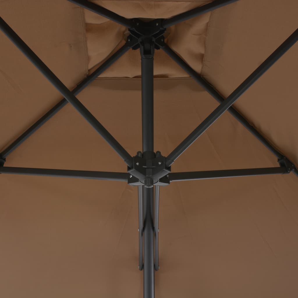vidaXL Umbrelă de soare de exterior, stâlp din oțel, gri taupe, 300 cm vidaXL Umbrelă de soare de exterior, stâlp din oțel, gri taupe, 300 cm