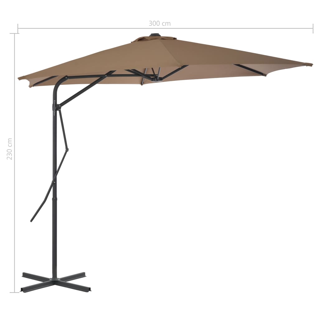 vidaXL Umbrelă de soare de exterior, stâlp din oțel, gri taupe, 300 cm vidaXL Umbrelă de soare de exterior, stâlp din oțel, gri taupe, 300 cm
