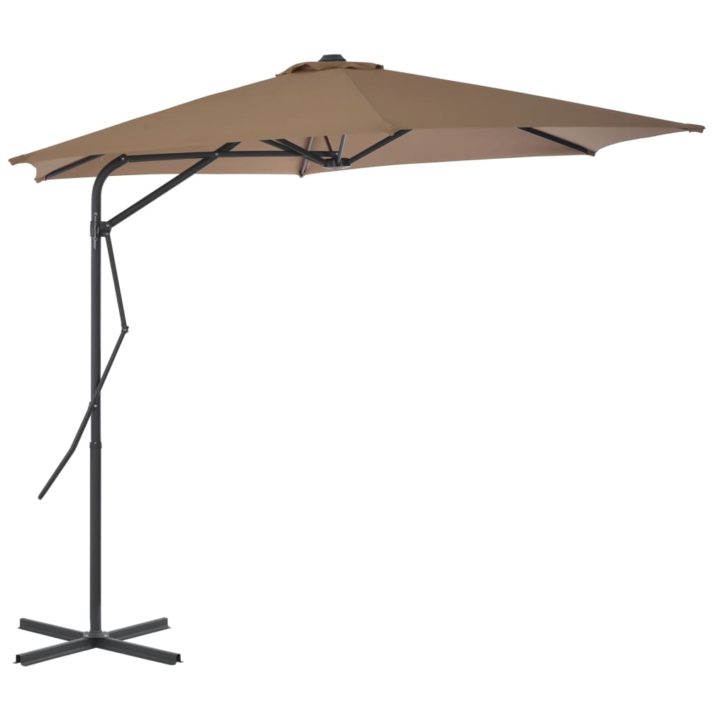 vidaXL Umbrelă de soare de exterior, stâlp din oțel, gri taupe, 300 cm vidaXL Umbrelă de soare de exterior, stâlp din oțel, gri taupe, 300 cm