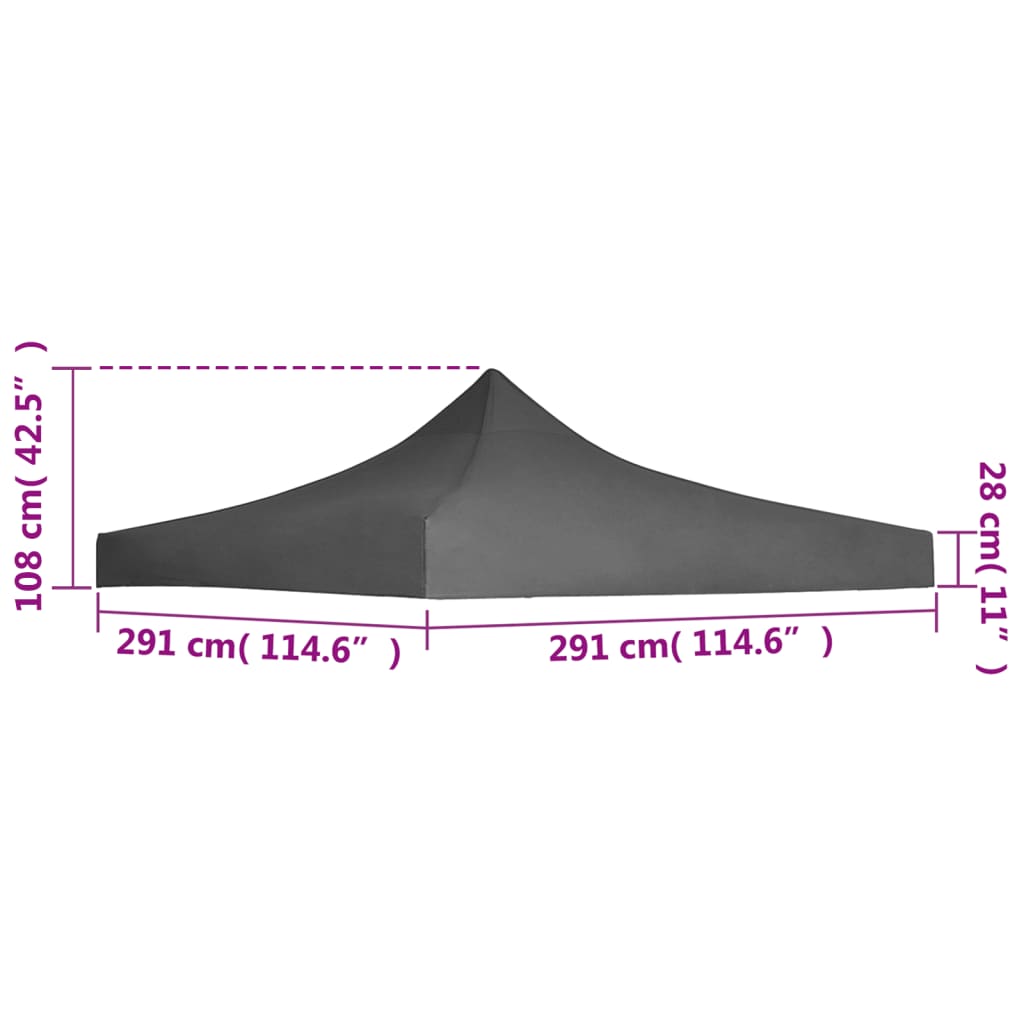 vidaXL Acoperiș cort de petrecere, antracit, 3 x 3 m vidaXL Acoperiș cort de petrecere, antracit, 3 x 3 m