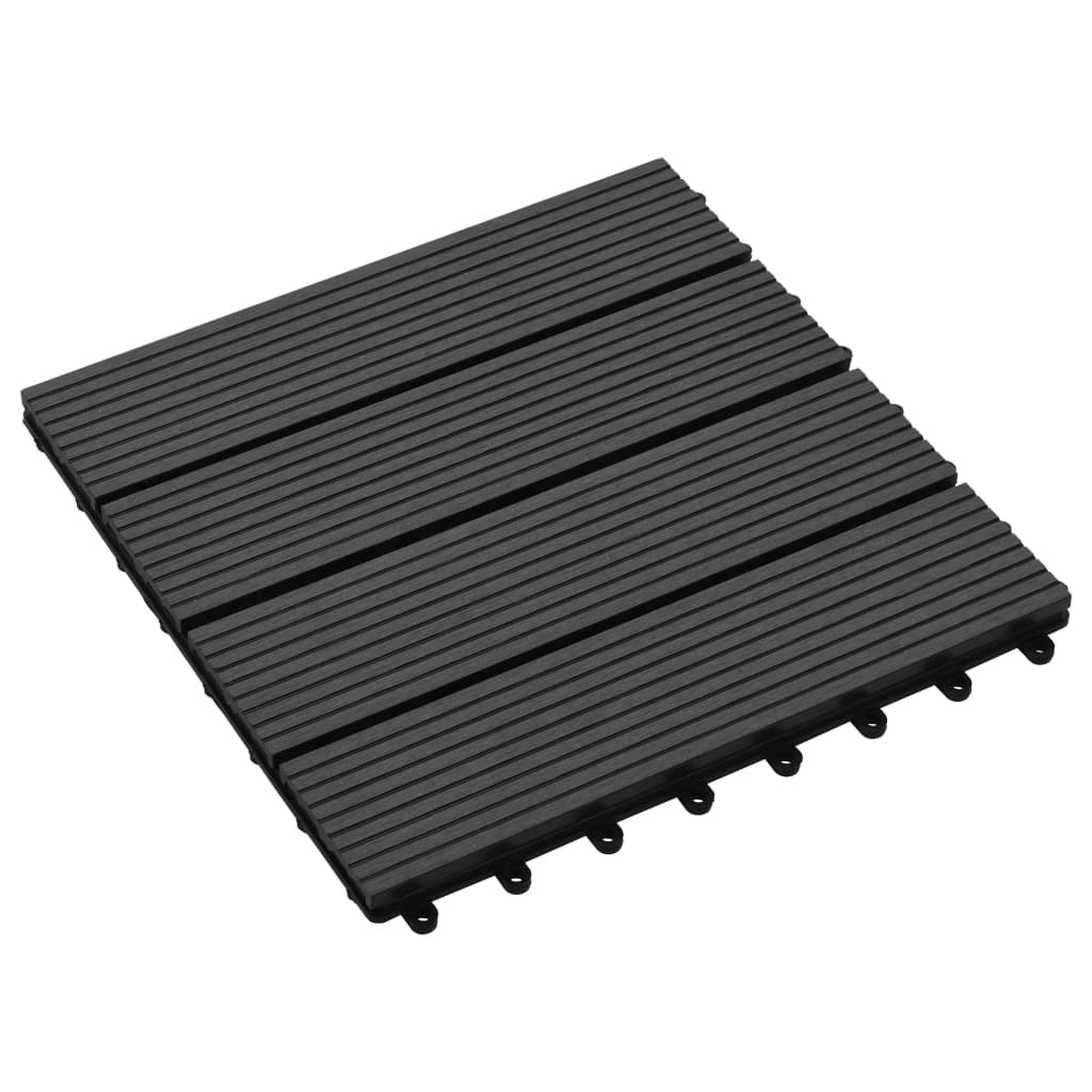 vidaXL Plăci de pardoseală 11 buc, negru, 30 x 30 cm ,WPC, 1 mp vidaXL Plăci de pardoseală 11 buc, negru, 30 x 30 cm ,WPC, 1 mp