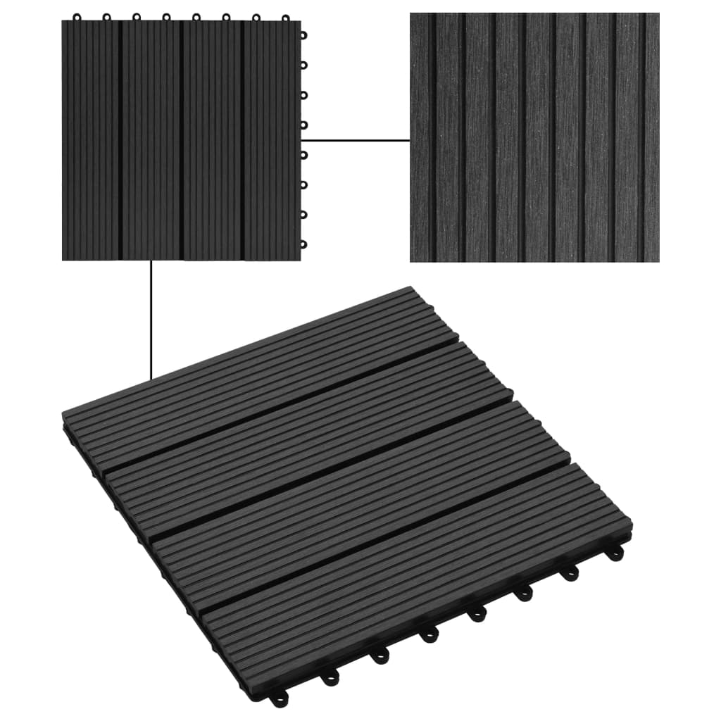 vidaXL Plăci de pardoseală 11 buc, negru, 30 x 30 cm ,WPC, 1 mp vidaXL Plăci de pardoseală 11 buc, negru, 30 x 30 cm ,WPC, 1 mp