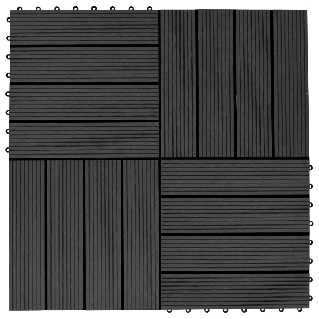 vidaXL Plăci de pardoseală 11 buc, negru, 30 x 30 cm ,WPC, 1 mp vidaXL Plăci de pardoseală 11 buc, negru, 30 x 30 cm ,WPC, 1 mp