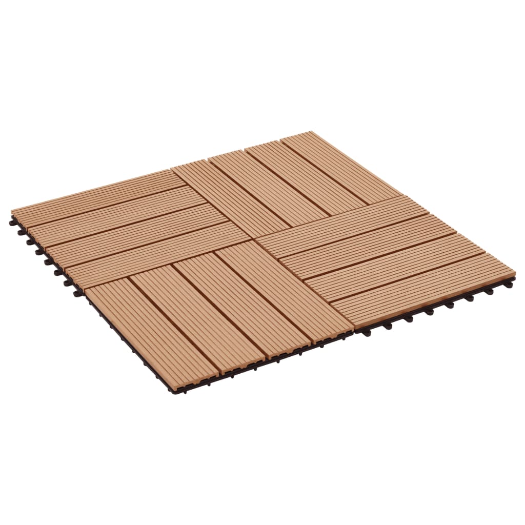 vidaXL Plăci podea, 11 buc., culoare tec, 30 x 30 cm, WPC, 1mp vidaXL Plăci podea, 11 buc., culoare tec, 30 x 30 cm, WPC, 1mp