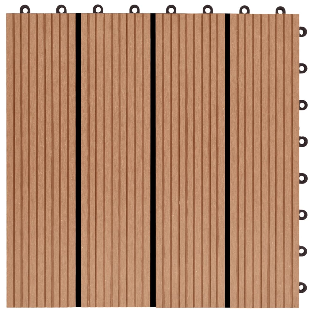 vidaXL Plăci podea, 11 buc., culoare tec, 30 x 30 cm, WPC, 1mp vidaXL Plăci podea, 11 buc., culoare tec, 30 x 30 cm, WPC, 1mp