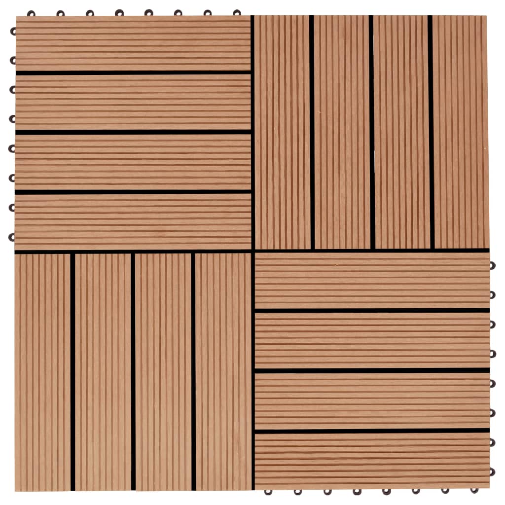 vidaXL Plăci podea, 11 buc., culoare tec, 30 x 30 cm, WPC, 1mp vidaXL Plăci podea, 11 buc., culoare tec, 30 x 30 cm, WPC, 1mp