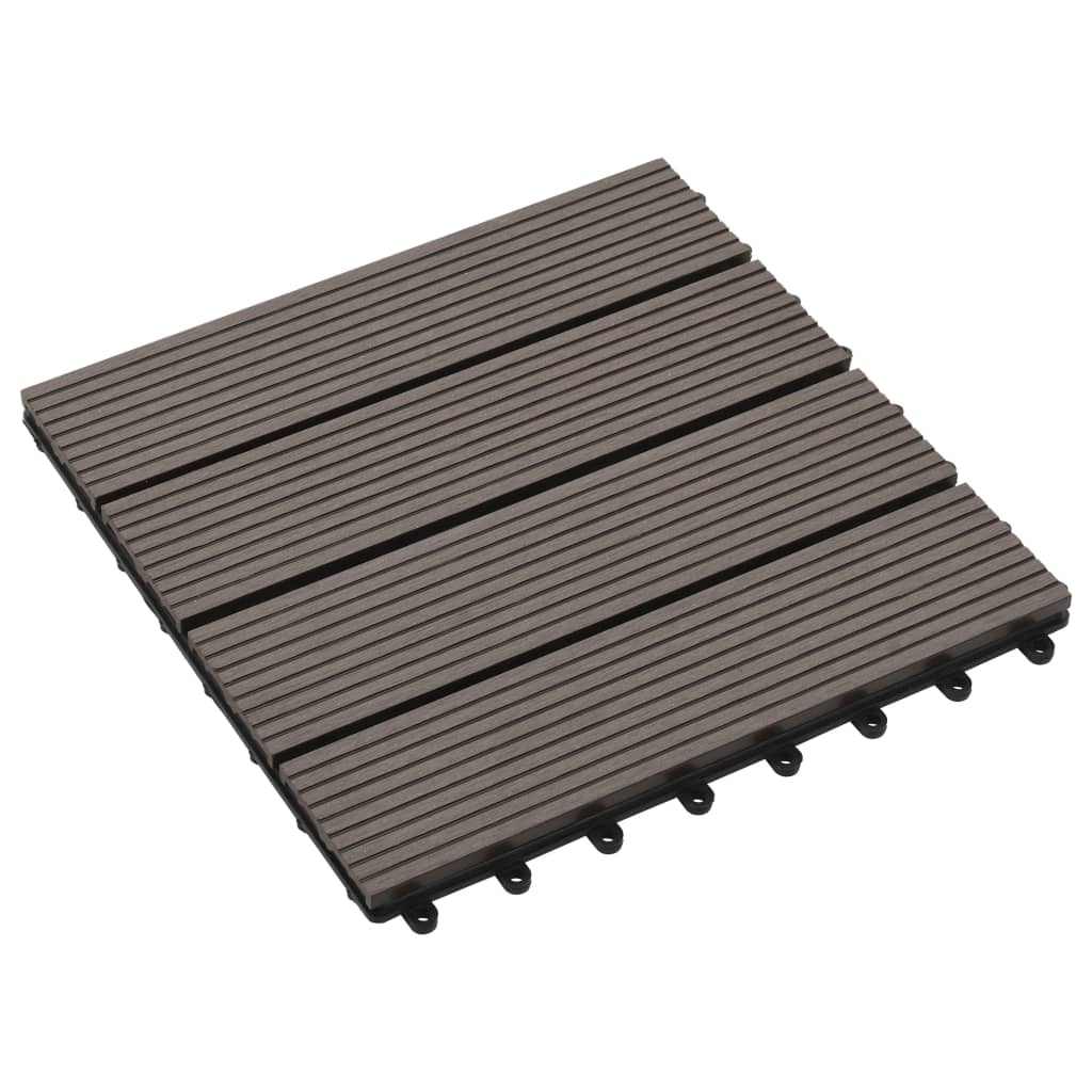 vidaXL Plăci de pardoseala 11 buc, maro închis, 30 x 30 cm, WPC, 1mp vidaXL Plăci de pardoseala 11 buc, maro închis, 30 x 30 cm, WPC, 1mp