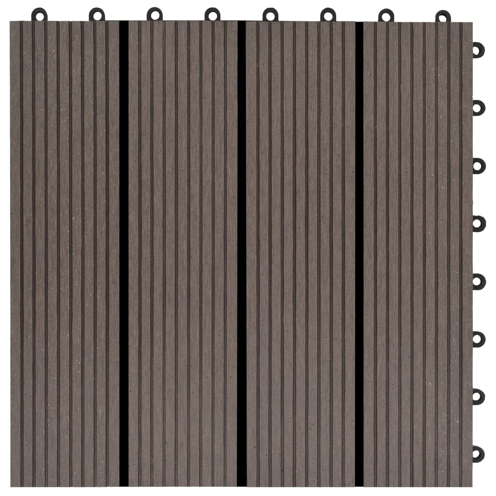vidaXL Plăci de pardoseala 11 buc, maro închis, 30 x 30 cm, WPC, 1mp vidaXL Plăci de pardoseala 11 buc, maro închis, 30 x 30 cm, WPC, 1mp