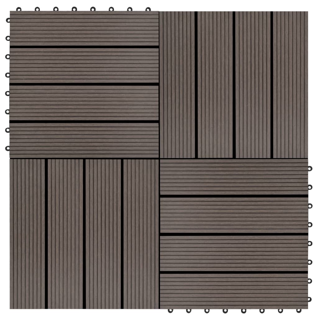 vidaXL Plăci de pardoseala 11 buc, maro închis, 30 x 30 cm, WPC, 1mp vidaXL Plăci de pardoseala 11 buc, maro închis, 30 x 30 cm, WPC, 1mp