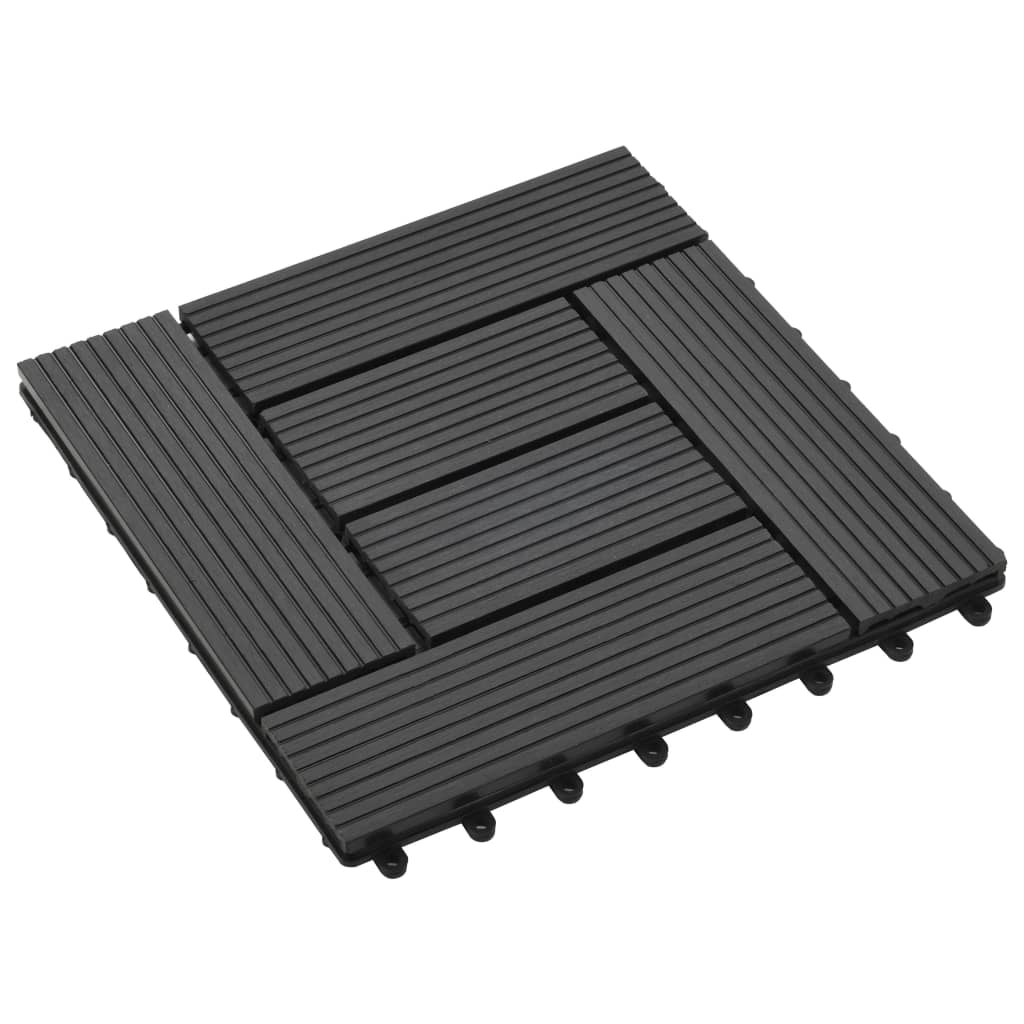 vidaXL Plăci de pardoseală, 11 buc, negru, 30x30 cm, WPC, 1 mp vidaXL Plăci de pardoseală, 11 buc, negru, 30x30 cm, WPC, 1 mp