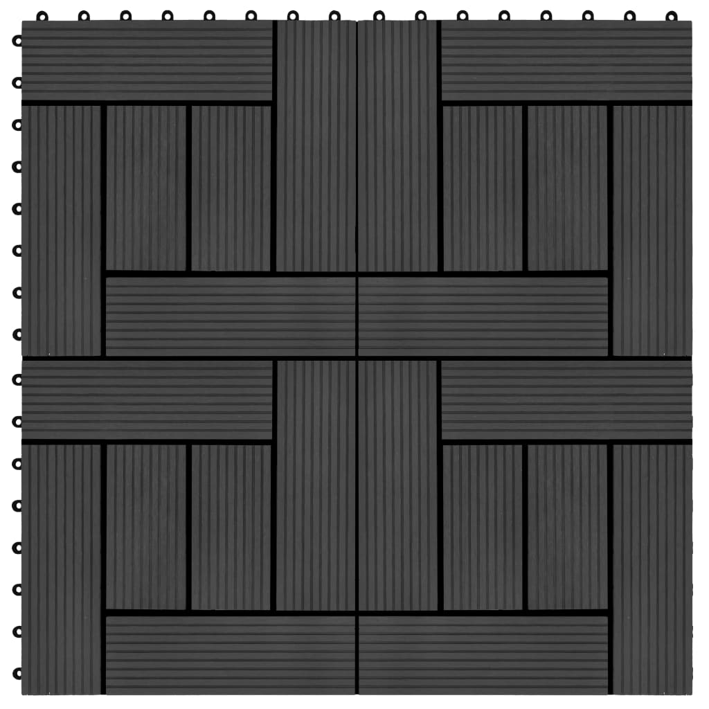 vidaXL Plăci de pardoseală, 11 buc, negru, 30x30 cm, WPC, 1 mp vidaXL Plăci de pardoseală, 11 buc, negru, 30x30 cm, WPC, 1 mp