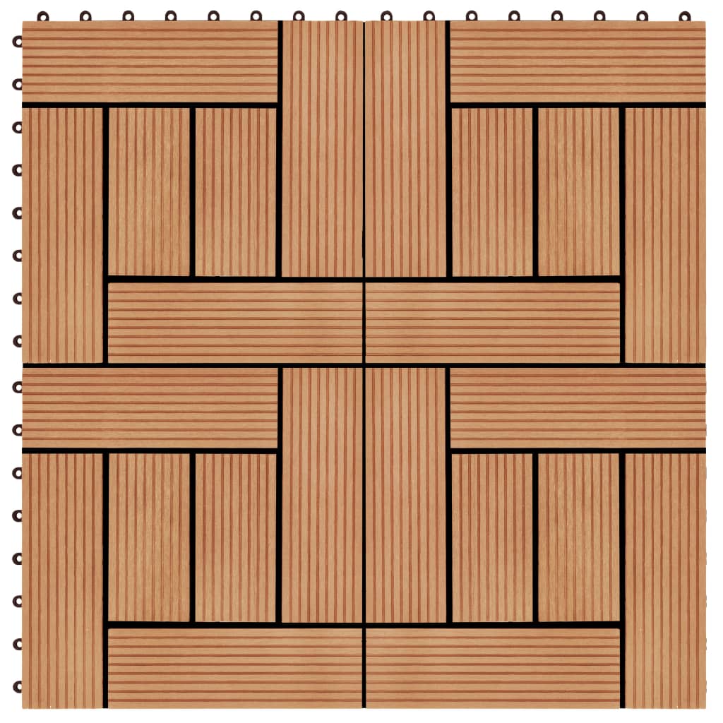 vidaXL Plăci de pardoseală 11 buc, culoare tec, 30 x 30 cm, WPC, 1 mp vidaXL Plăci de pardoseală 11 buc, culoare tec, 30 x 30 cm, WPC, 1 mp