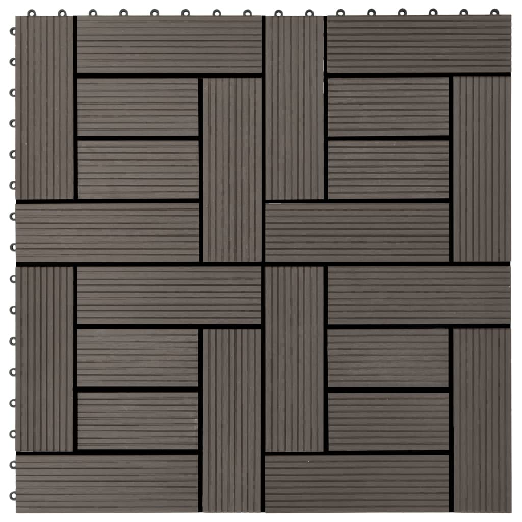vidaXL Plăci de pardoseală 11 buc, maro închis, 30 x 30 cm, WPC, 1 mp vidaXL Plăci de pardoseală 11 buc, maro închis, 30 x 30 cm, WPC, 1 mp