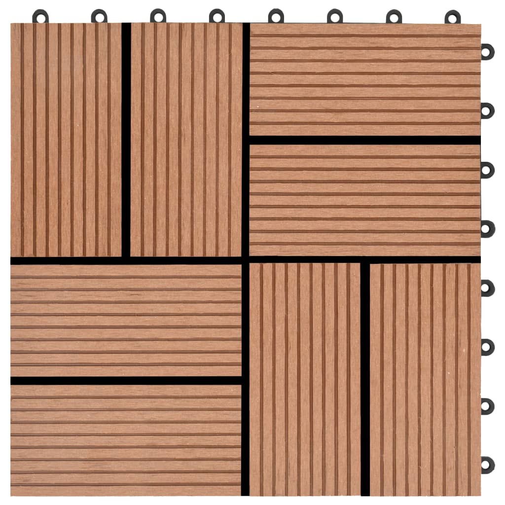 vidaXL Plăci de pardoseală 11 buc, maro, 30 x 30 cm, WPC, 1 mp vidaXL Plăci de pardoseală 11 buc, maro, 30 x 30 cm, WPC, 1 mp