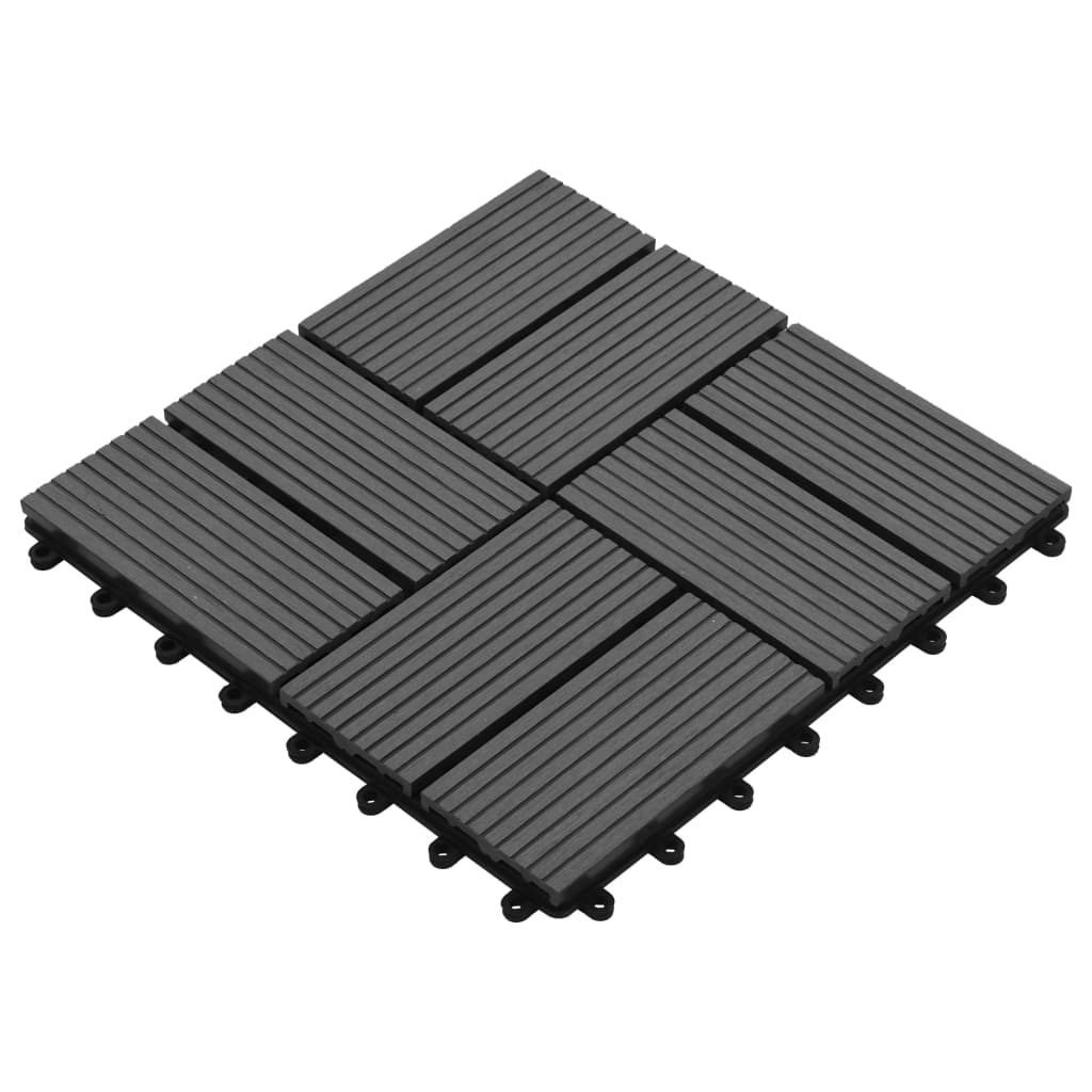 vidaXL Plăci de podea, 11 buc., gri, 30 x 30 cm, 1 mp, WPC vidaXL Plăci de podea, 11 buc., gri, 30 x 30 cm, 1 mp, WPC