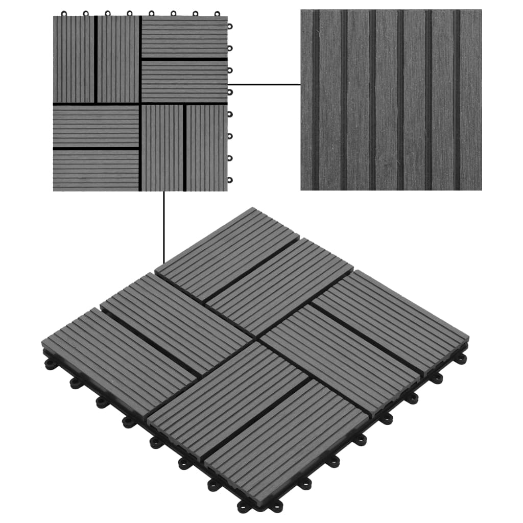 vidaXL Plăci de podea, 11 buc., gri, 30 x 30 cm, 1 mp, WPC vidaXL Plăci de podea, 11 buc., gri, 30 x 30 cm, 1 mp, WPC