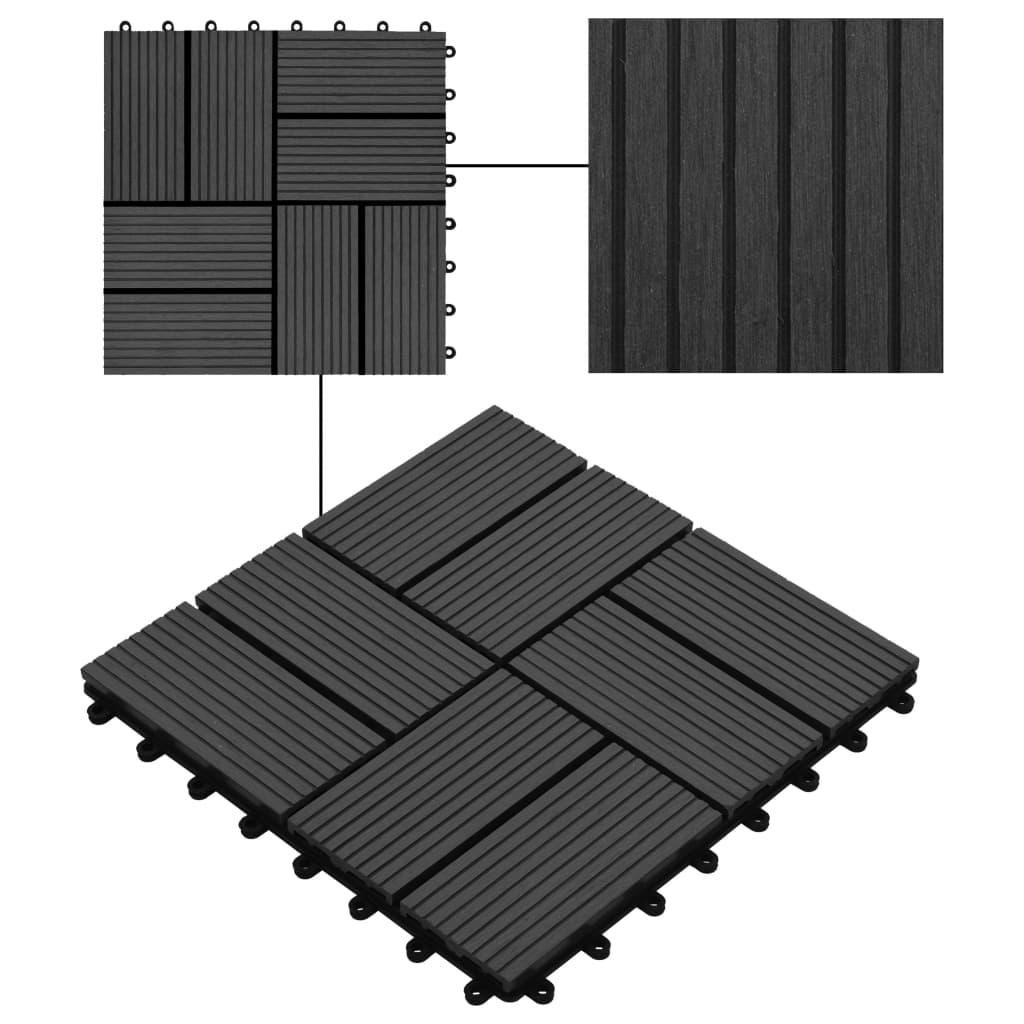 vidaXL Plăci de pardoseală 11 buc, negru, 30 x 30 cm, WPC, 1 mp vidaXL Plăci de pardoseală 11 buc, negru, 30 x 30 cm, WPC, 1 mp