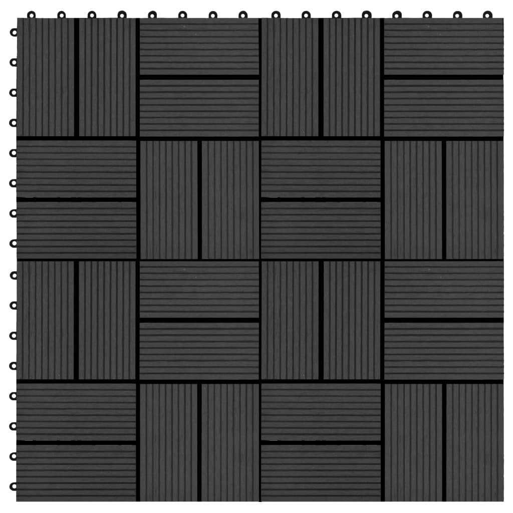 vidaXL Plăci de pardoseală 11 buc, negru, 30 x 30 cm, WPC, 1 mp vidaXL Plăci de pardoseală 11 buc, negru, 30 x 30 cm, WPC, 1 mp