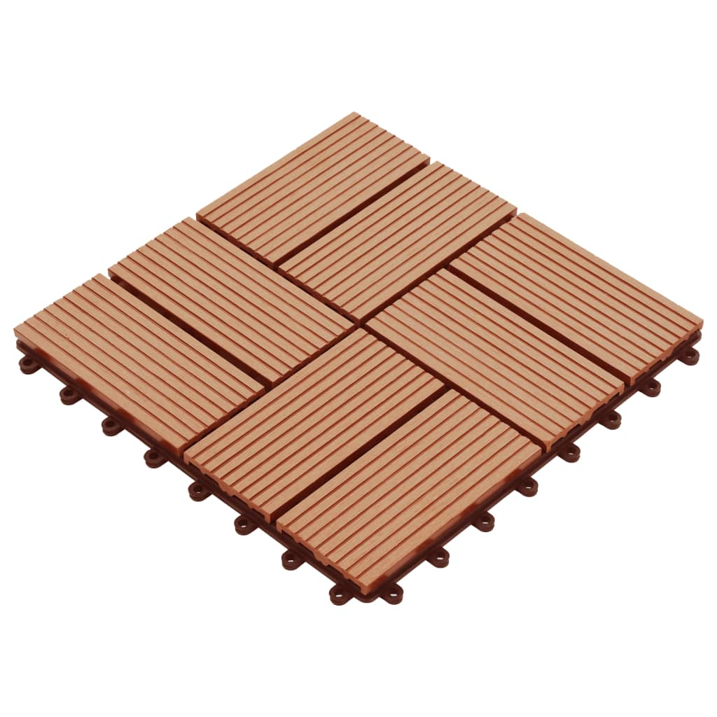vidaXL Plăci de pardoseală 11 buc, culoare tec, 30 x 30 cm, WPC, 1 mp vidaXL Plăci de pardoseală 11 buc, culoare tec, 30 x 30 cm, WPC, 1 mp
