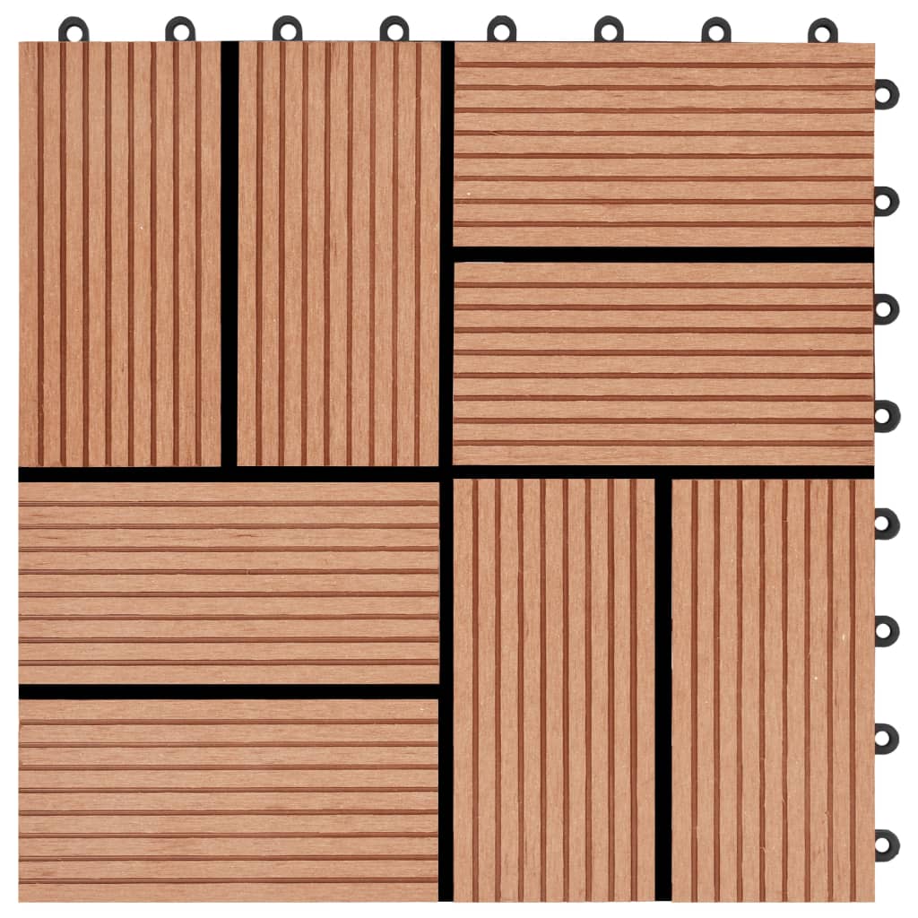 vidaXL Plăci de pardoseală 11 buc, culoare tec, 30 x 30 cm, WPC, 1 mp vidaXL Plăci de pardoseală 11 buc, culoare tec, 30 x 30 cm, WPC, 1 mp