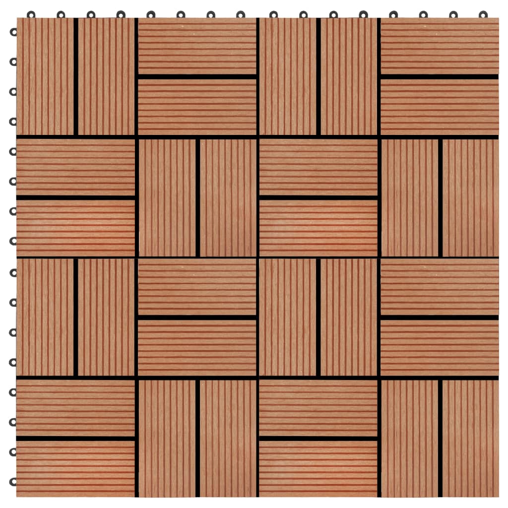 vidaXL Plăci de pardoseală 11 buc, culoare tec, 30 x 30 cm, WPC, 1 mp vidaXL Plăci de pardoseală 11 buc, culoare tec, 30 x 30 cm, WPC, 1 mp