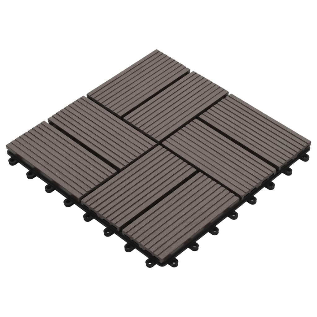 vidaXL Plăci de pardoseală 11 buc, maro închis, 30 x 30 cm, WPC, 1 mp vidaXL Plăci de pardoseală 11 buc, maro închis, 30 x 30 cm, WPC, 1 mp