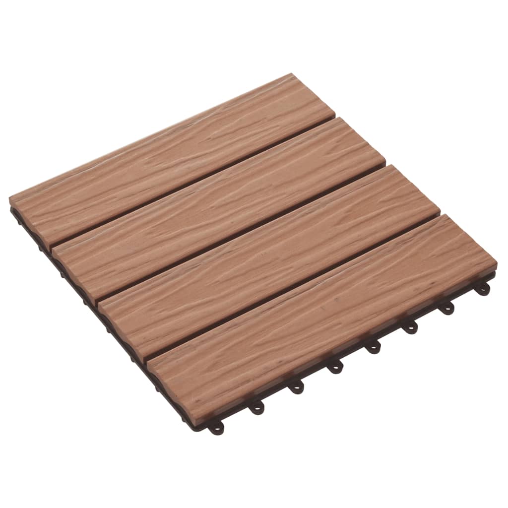 vidaXL Plăci podea în relief WPC, 11 buc, 30x30 cm, 1 mp, maro deschis