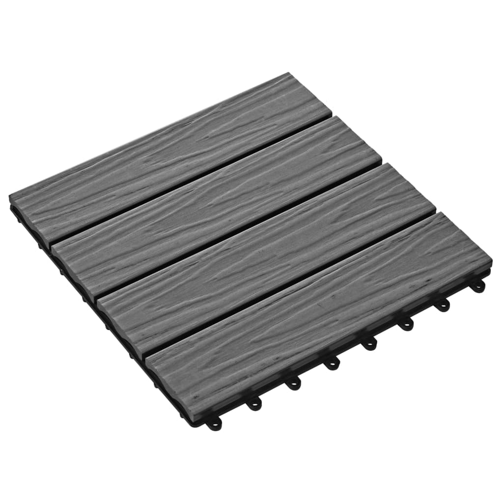 vidaXL Plăci podea în relief WPC, 11 buc., 30 x 30 cm, 1 mp, gri vidaXL Plăci podea în relief WPC, 11 buc., 30 x 30 cm, 1 mp, gri