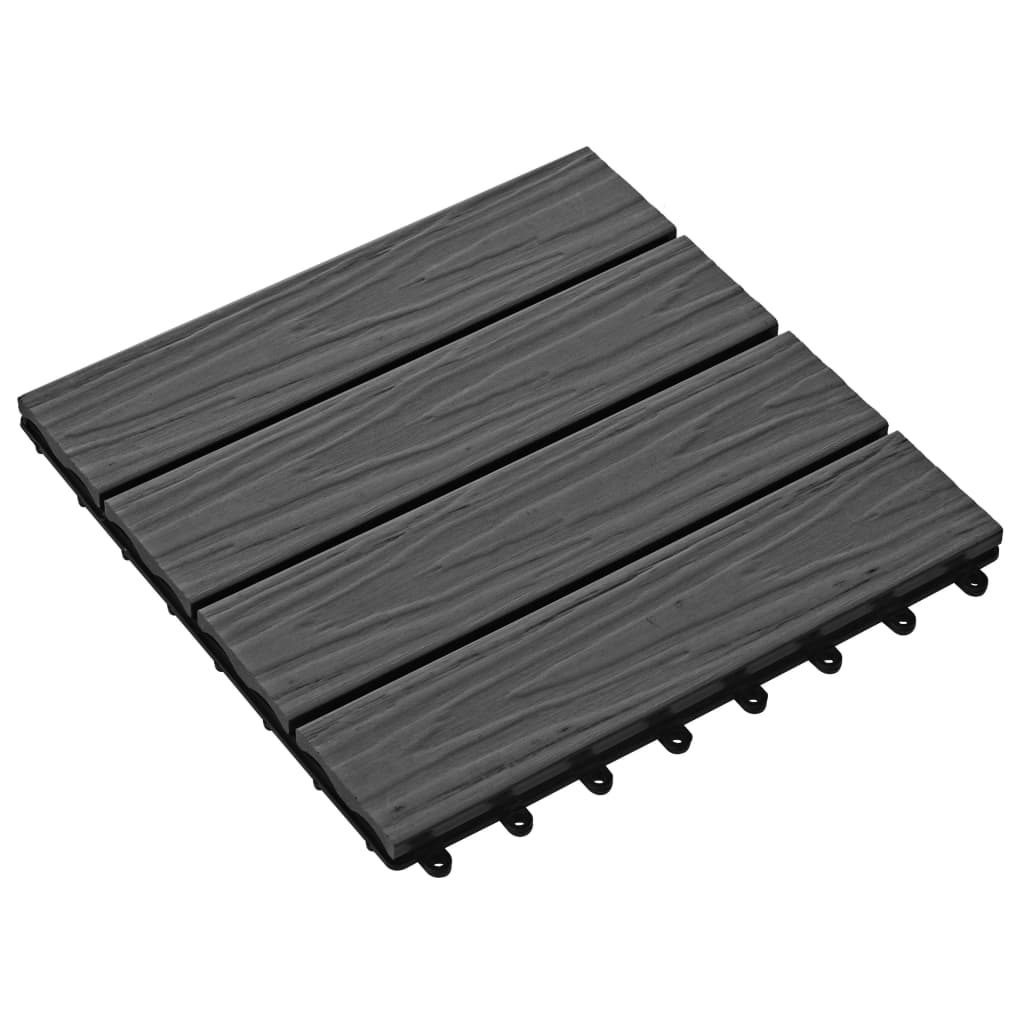 vidaXL Plăci podea în relief, WPC, 11 buc., 30 x 30 cm, 1 mp, negru vidaXL Plăci podea în relief, WPC, 11 buc., 30 x 30 cm, 1 mp, negru