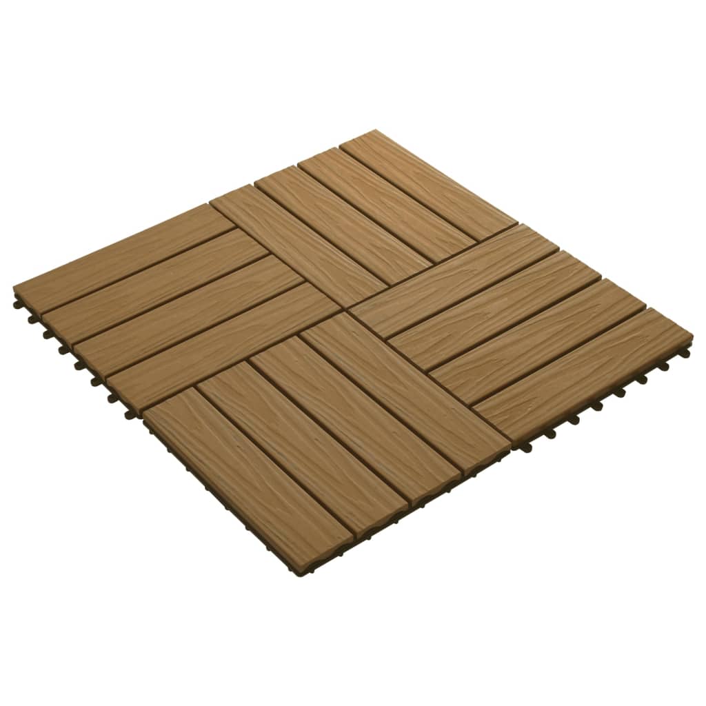 vidaXL Plăci podea în relief, WPC, 11 buc., 30x30 cm 1 mp, culoare tec vidaXL Plăci podea în relief, WPC, 11 buc., 30x30 cm 1 mp, culoare tec