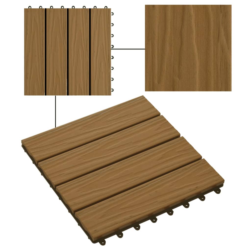vidaXL Plăci podea în relief, WPC, 11 buc., 30x30 cm 1 mp, culoare tec vidaXL Plăci podea în relief, WPC, 11 buc., 30x30 cm 1 mp, culoare tec
