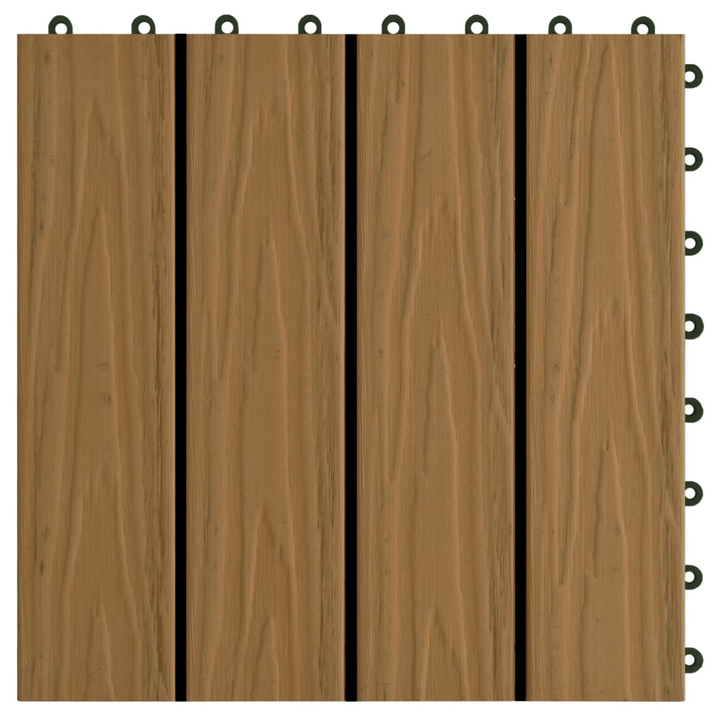 vidaXL Plăci podea în relief, WPC, 11 buc., 30x30 cm 1 mp, culoare tec vidaXL Plăci podea în relief, WPC, 11 buc., 30x30 cm 1 mp, culoare tec