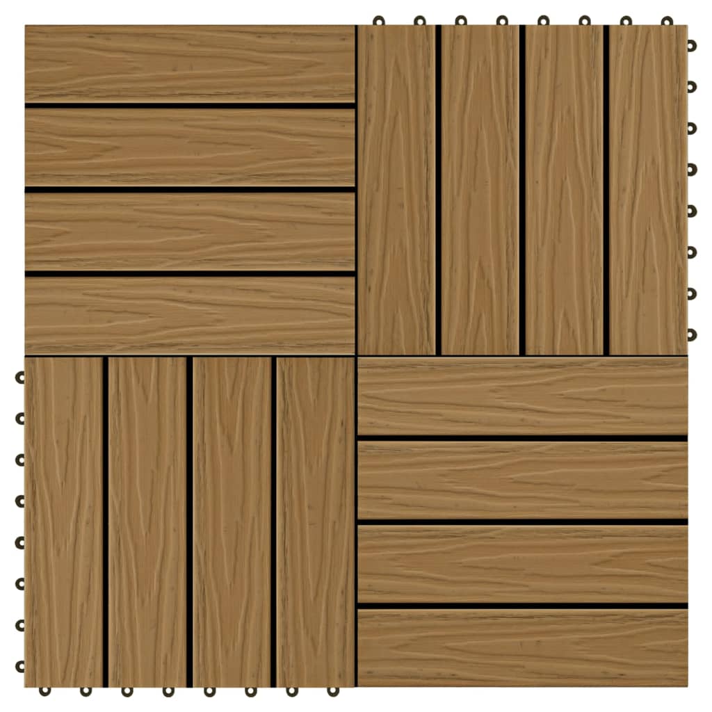 vidaXL Plăci podea în relief, WPC, 11 buc., 30x30 cm 1 mp, culoare tec vidaXL Plăci podea în relief, WPC, 11 buc., 30x30 cm 1 mp, culoare tec