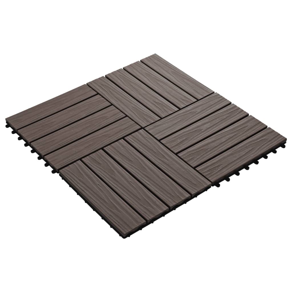 vidaXL Plăci podea în relief, WPC, 11 buc, 30x30 cm, 1 mp, maro închis vidaXL Plăci podea în relief, WPC, 11 buc, 30x30 cm, 1 mp, maro închis