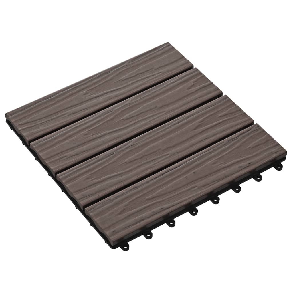 vidaXL Plăci podea în relief, WPC, 11 buc, 30x30 cm, 1 mp, maro închis vidaXL Plăci podea în relief, WPC, 11 buc, 30x30 cm, 1 mp, maro închis